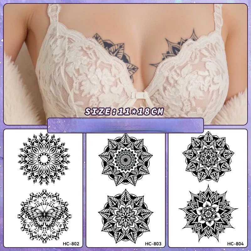 Nipple Cover Pasties - Brust-Kräutersaft, temporäre Tattoos, Datura-Muster, wasserdicht, Anti-Schweiß-Nippelabdeckung,